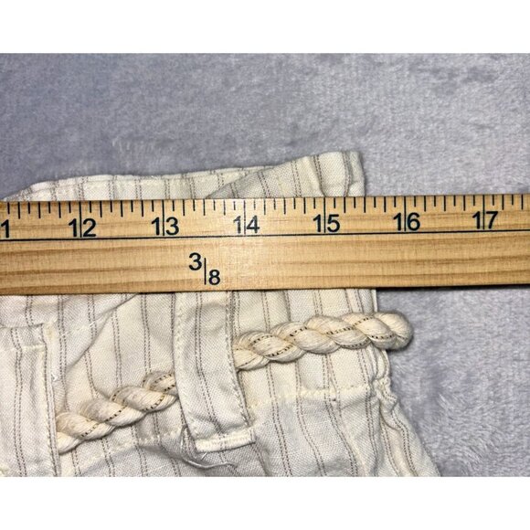 Maeve Anthropologie Cream Wide Leg Paper Bag linen Blend Pants Rope Belt Size 10 - Picture 5 of 12